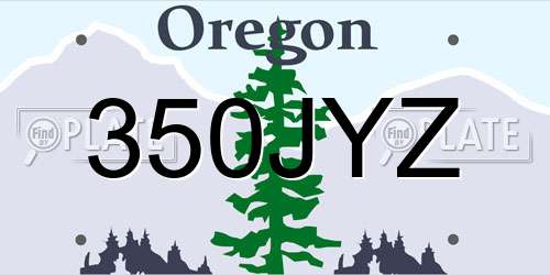 350JYZ Oregon License Plate