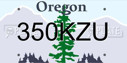 350KZU Oregon License Plate