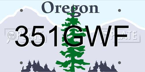 351GWF Oregon License Plate