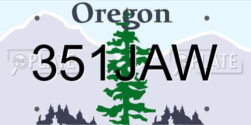 351JAW Oregon License Plate