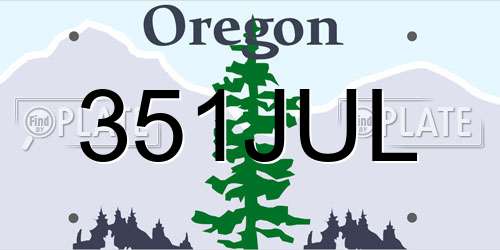 351JUL Oregon License Plate
