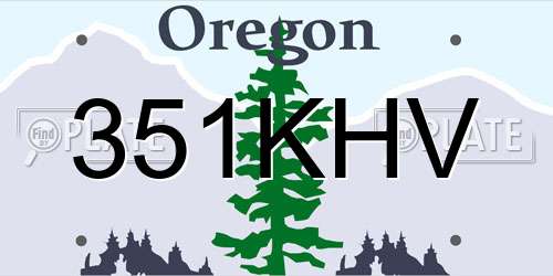 351KHV Oregon License Plate