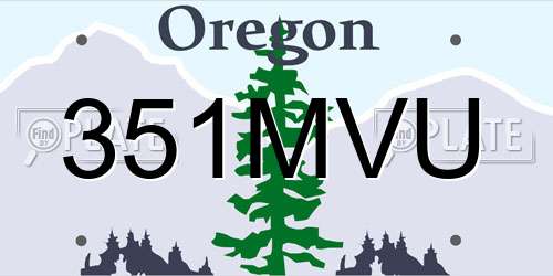 351MVU Oregon License Plate
