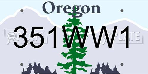 351WW1 Oregon License Plate