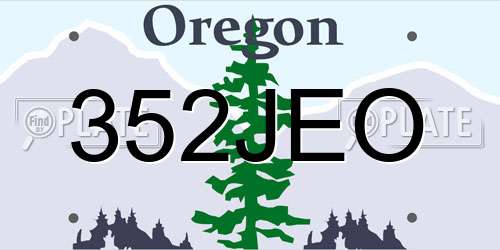 352JEO Oregon License Plate
