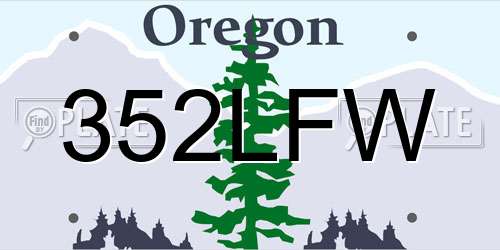 352LFW Oregon License Plate