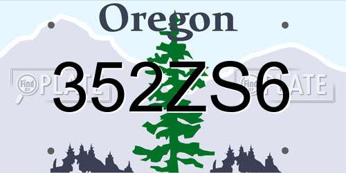 352ZS6 Oregon License Plate