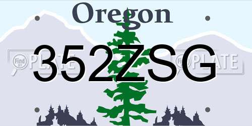 352ZSG Oregon License Plate