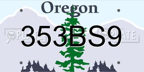 353BS9 Oregon License Plate