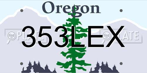 353LEX Oregon License Plate