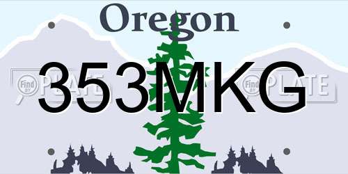 353MKG Oregon License Plate