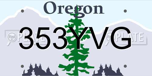 353YVG Oregon License Plate