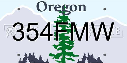 354FMW Oregon License Plate