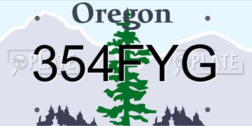 354FYG Oregon License Plate