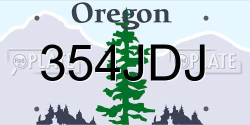 354JDJ Oregon License Plate