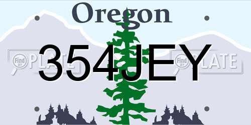 354JEY Oregon License Plate