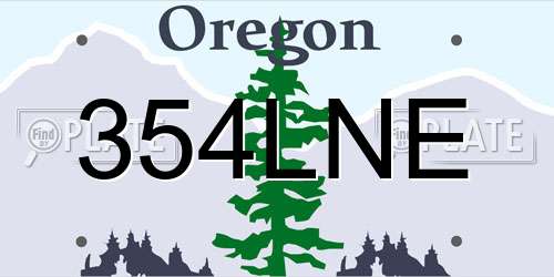 354LNE Oregon License Plate