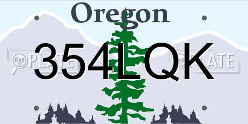 354LQK Oregon License Plate