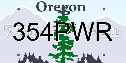 354PWR Oregon License Plate