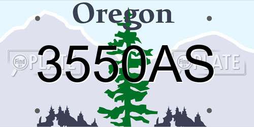 3550AS Oregon License Plate