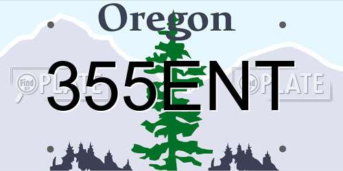 355ENT Oregon License Plate