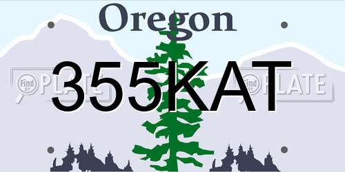 355KAT Oregon License Plate