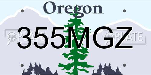 355MGZ Oregon License Plate