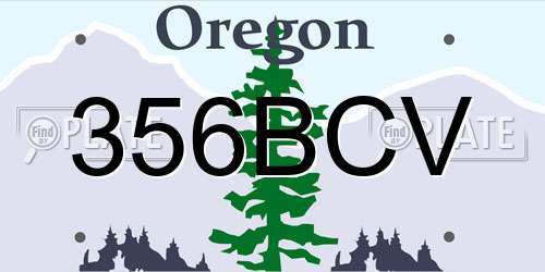 356BCV Oregon License Plate