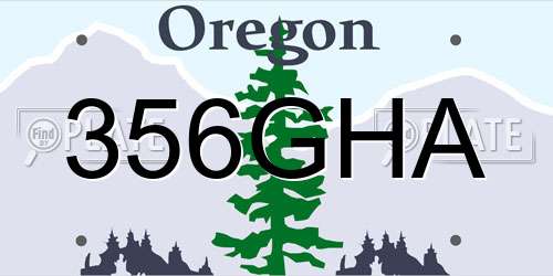 356GHA Oregon License Plate