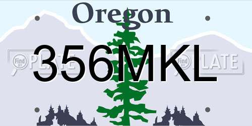 356MKL Oregon License Plate