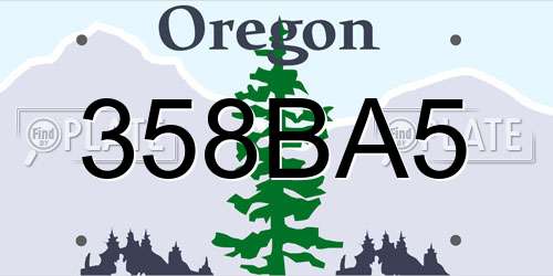 358BA5 Oregon License Plate