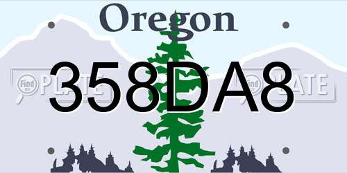 358DA8 Oregon License Plate