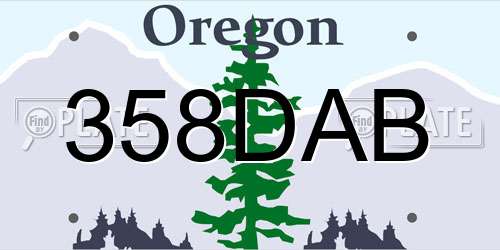 358DAB Oregon License Plate