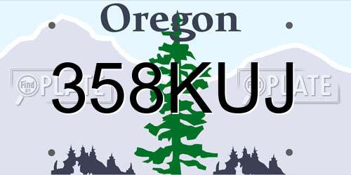 358KUJ Oregon License Plate