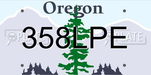 358LPE Oregon License Plate