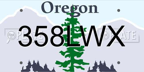 358LWX Oregon License Plate