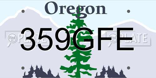 359GFE Oregon License Plate