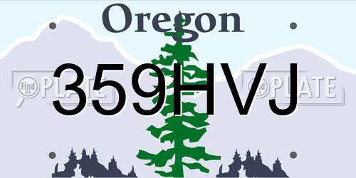 359HVJ Oregon License Plate