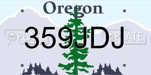 359JDJ Oregon License Plate