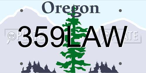 359LAW Oregon License Plate