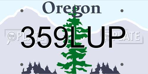 359LUP Oregon License Plate