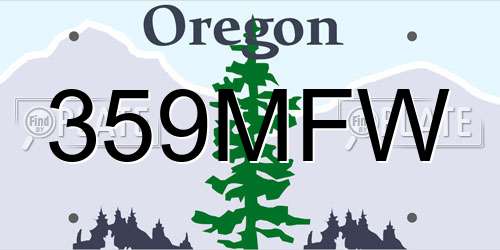 359MFW Oregon License Plate