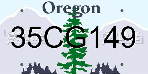 35CG149 Oregon License Plate