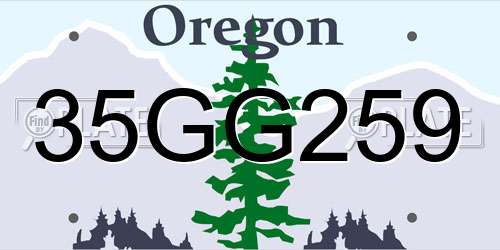 35GG259 Oregon License Plate