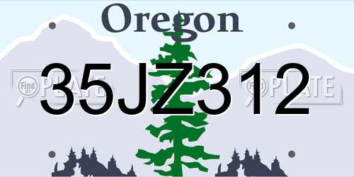 35JZ312 Oregon License Plate