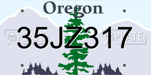 35JZ317 Oregon License Plate