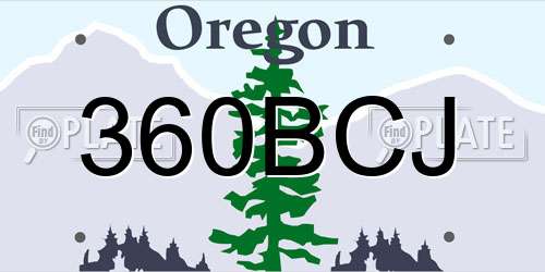 360BCJ Oregon License Plate