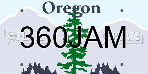 360JAM Oregon License Plate