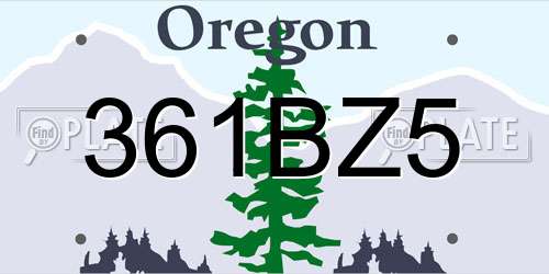 361BZ5 Oregon License Plate
