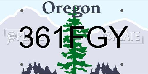 361FGY Oregon License Plate
